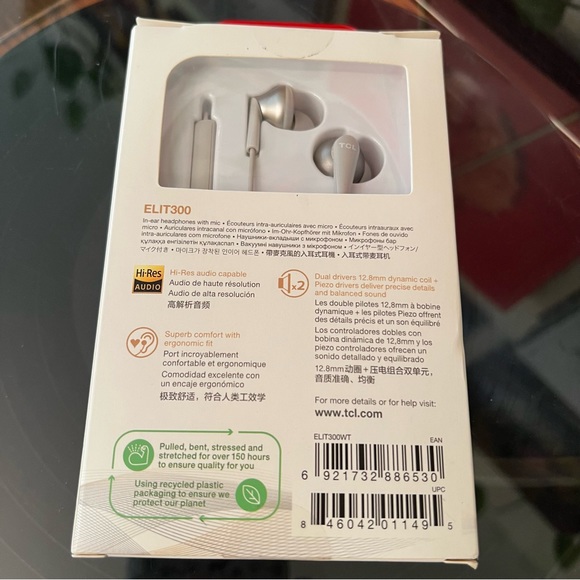 🎧 TCL ELIT 300 Wired In-Ear Headphones with Mic, Noise Isolating, Silver, NWT - Picture 3 of 9